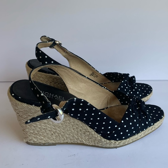 Michael Kors 🛩 black white polka dot wedge 8.5M - Picture 15 of 15